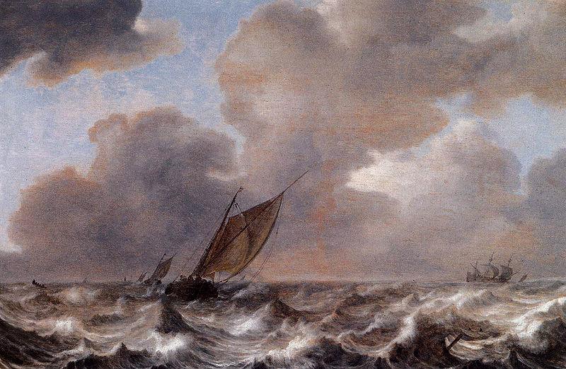 Jan Porcellis Vessels in a Strong Wind Sweden oil painting art
